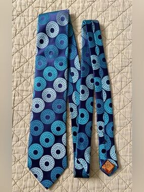 Simon Carter London Tie Purple Teal Geometric Circle Silk Made Italy Designer